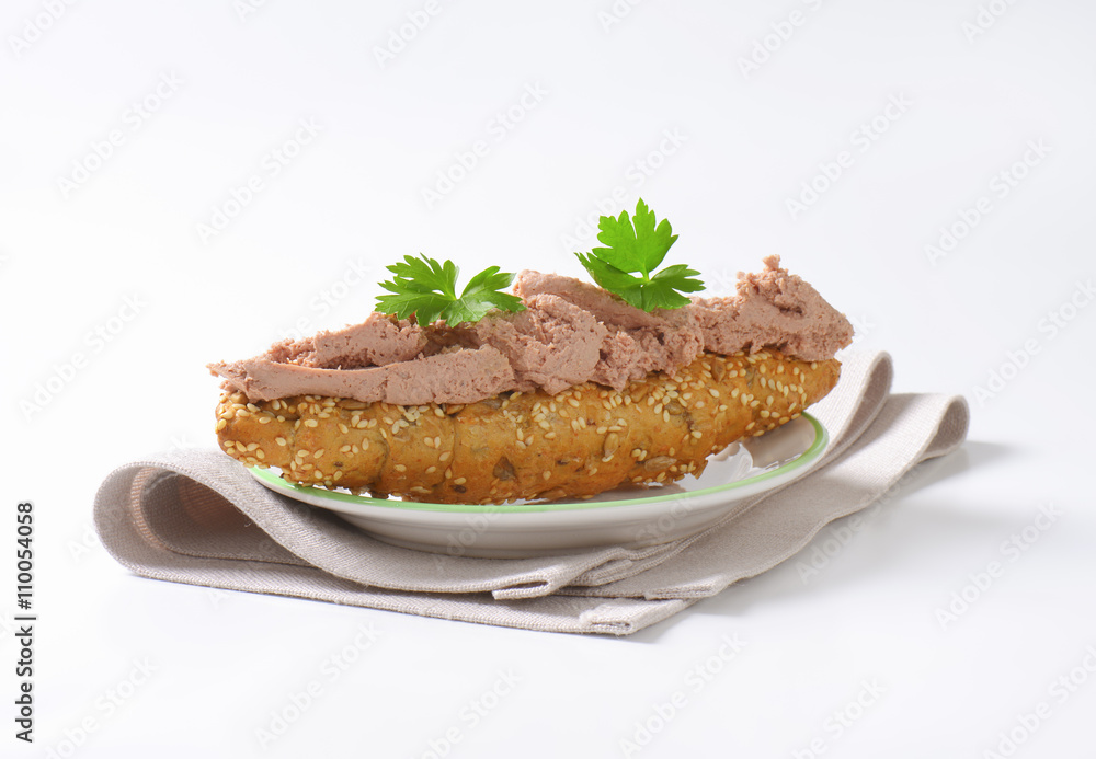 Bread roll with pate Bread roll with pate