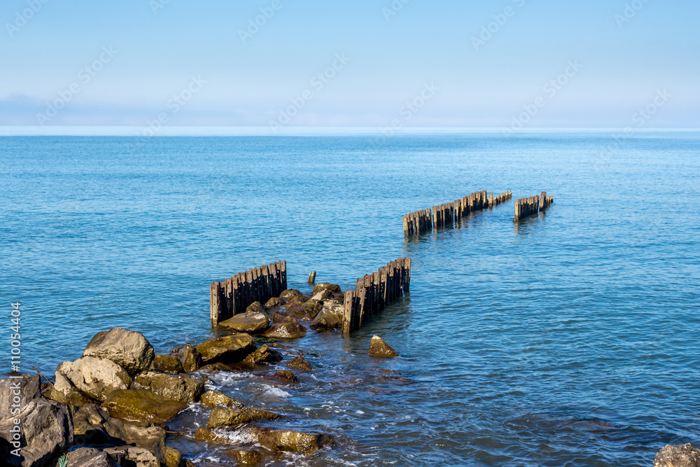 Landscape of sea with Breakwater. black sea. Landscape of sea with Breakwater. black sea.