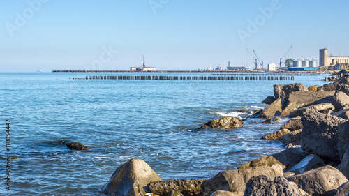 Canvastavla Landscape of sea with Breakwater. black sea.