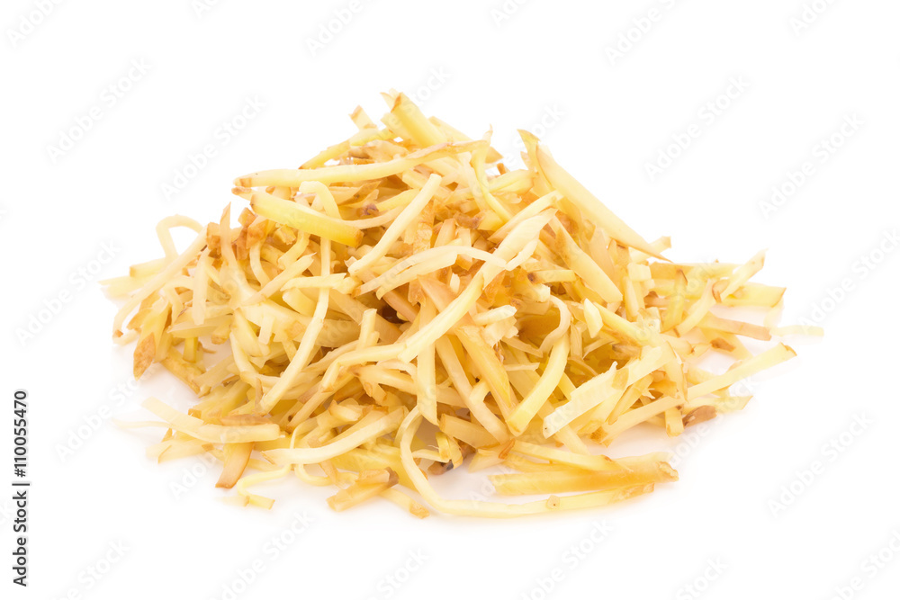Shredded ginger on white background Shredded ginger on white background