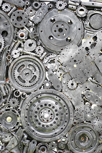 Metal Gears, car, auto, motocycle. Handicraft metal artwork from used spare parts.