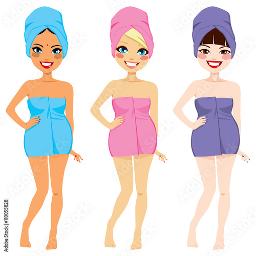 Women Wrapped In Color Towels