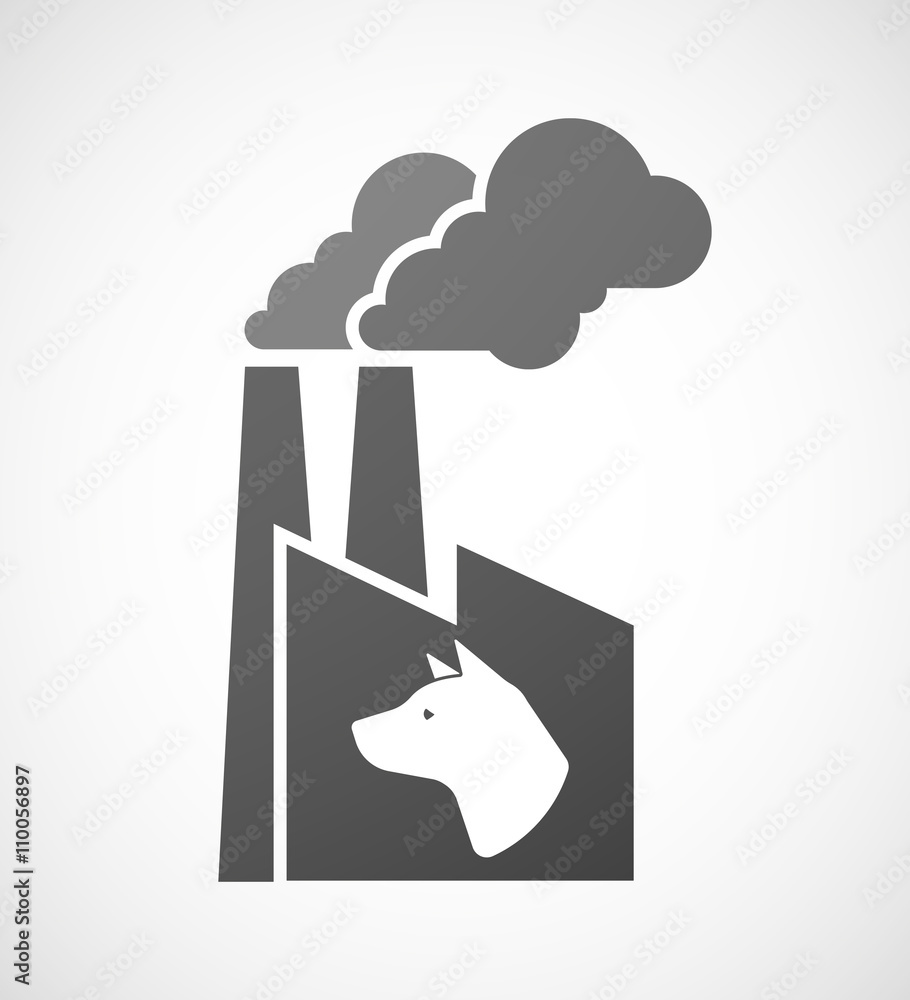 Isolated industrial factory icon with a dog head Isolated industrial factory icon with a dog head