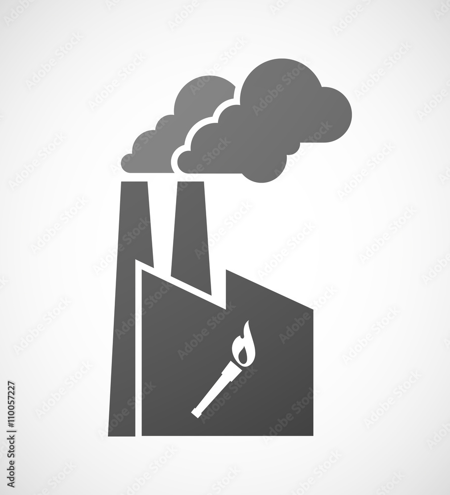 Isolated industrial factory icon with a torch icon Isolated industrial factory icon with a torch icon