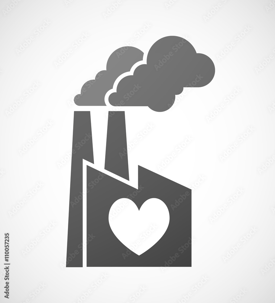 Isolated industrial factory icon with the heart poker playing c Isolated industrial factory icon with the heart poker playing c