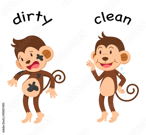 Opposite words dirty and clean