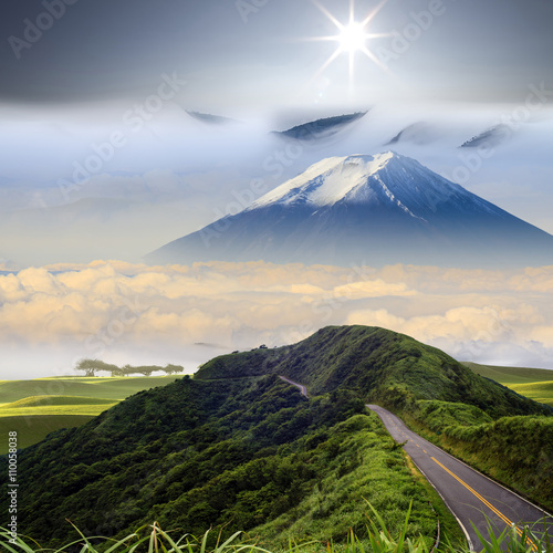 imageing of beautiful landscapes with green road and nice backgr