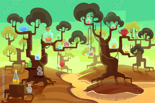 Εκτύπωση καμβά Creative Illustration and Innovative Art: Bottle Forest