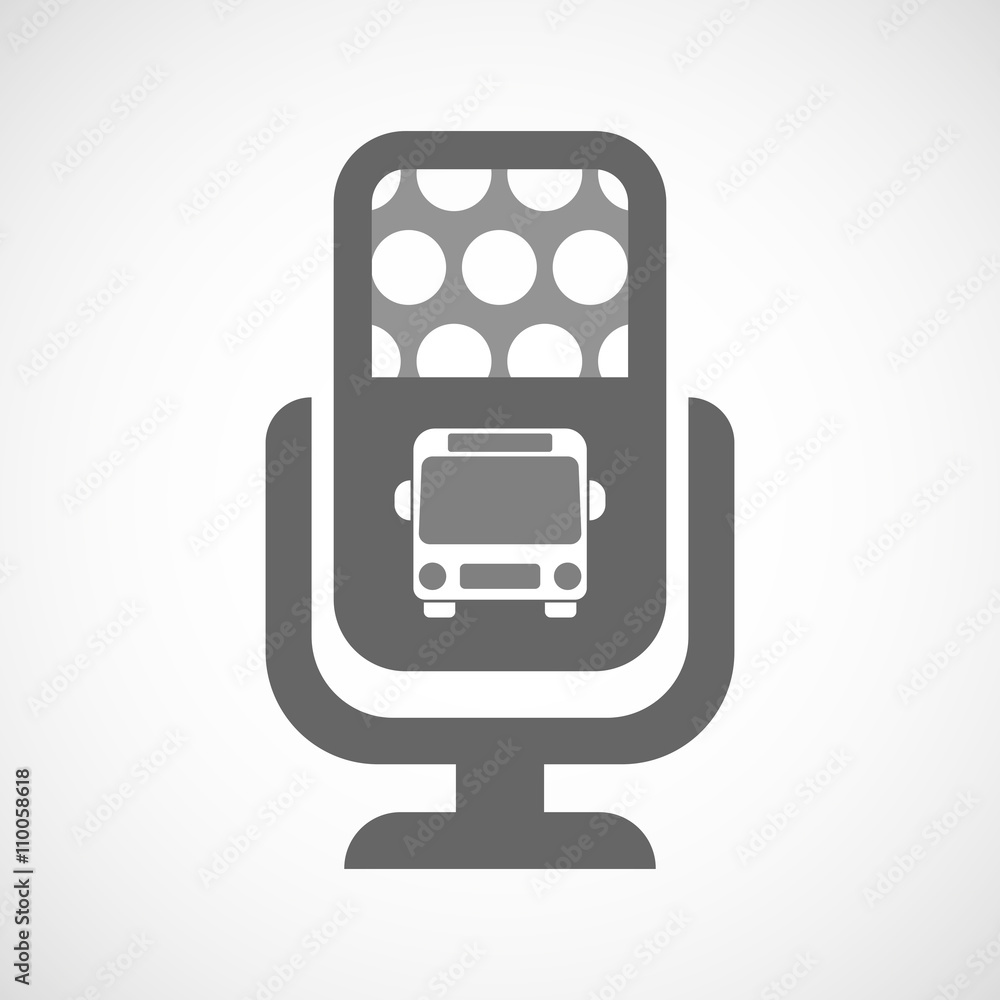 Isolated mic icon with a bus icon Isolated mic icon with a bus icon
