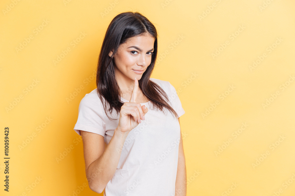 Pretty woman waving her finger Pretty woman waving her finger