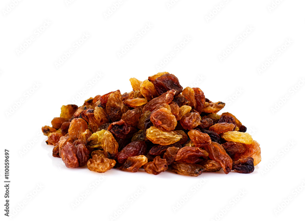 Handful of Raisins Isolated on White Background