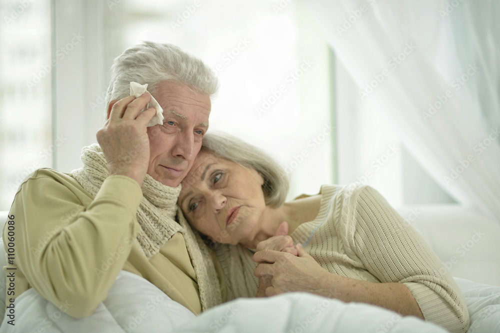 sick elderly couple in bed sick elderly couple in bed