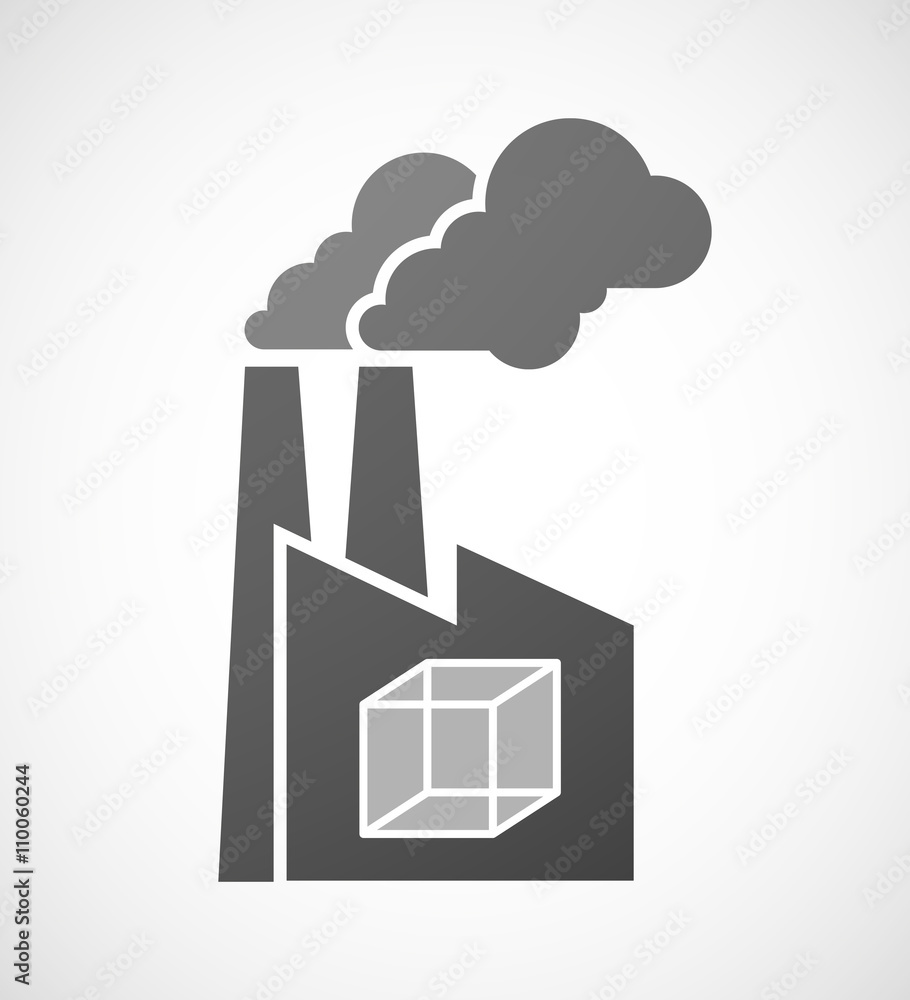 Isolated industrial factory icon with a cube sign Isolated industrial factory icon with a cube sign