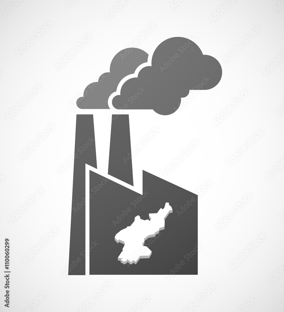 Isolated industrial factory icon with the map of North Korea Isolated industrial factory icon with the map of North Korea