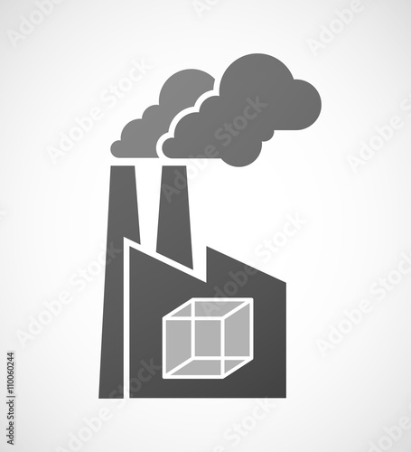 Isolated industrial factory icon with a cube sign