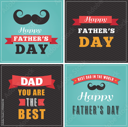 Happy fathers day greeting cards set