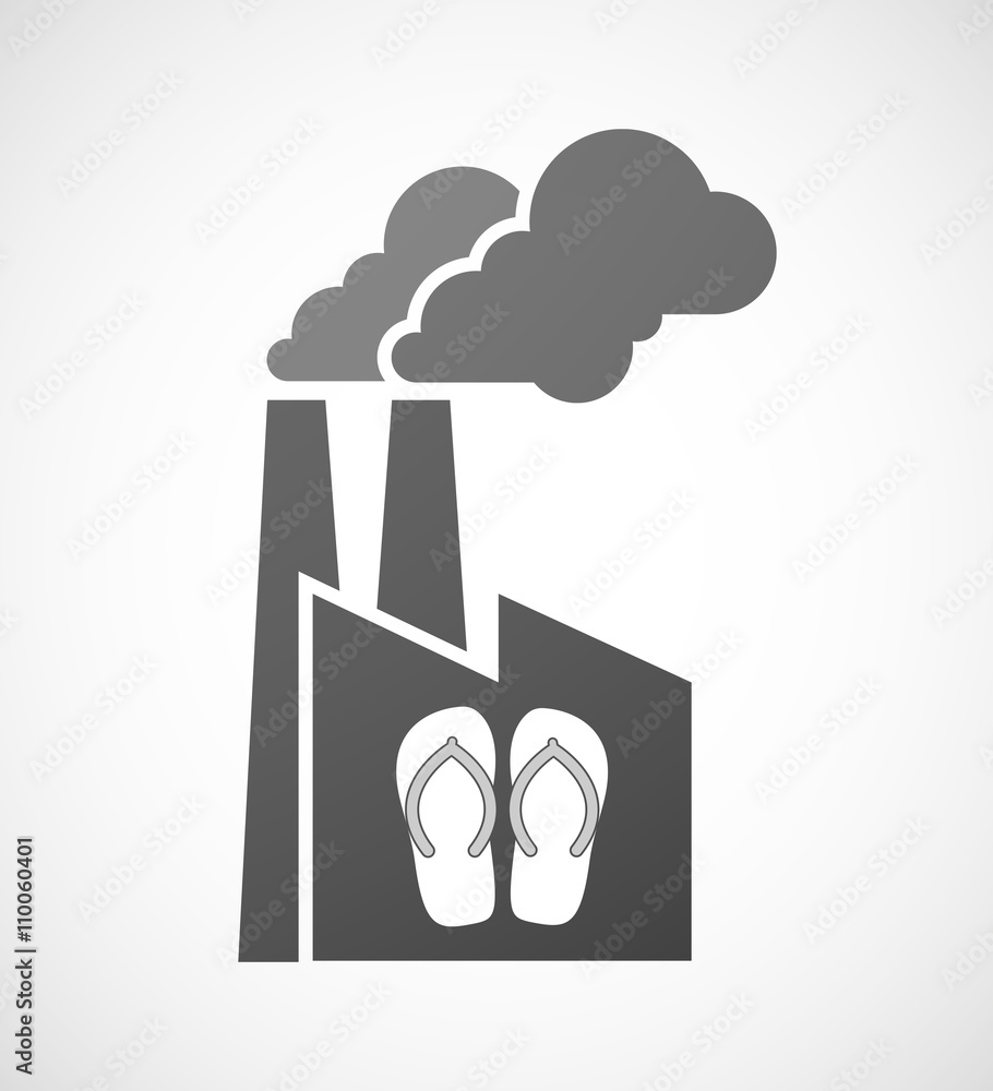 Isolated industrial factory icon with a pair of flops Isolated industrial factory icon with a pair of flops