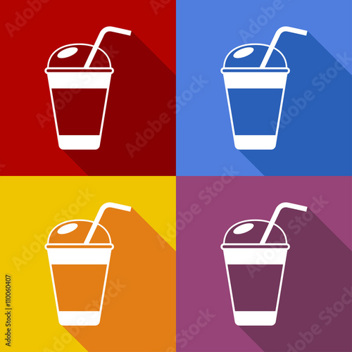 Icono plano batido con sombra en varios colores