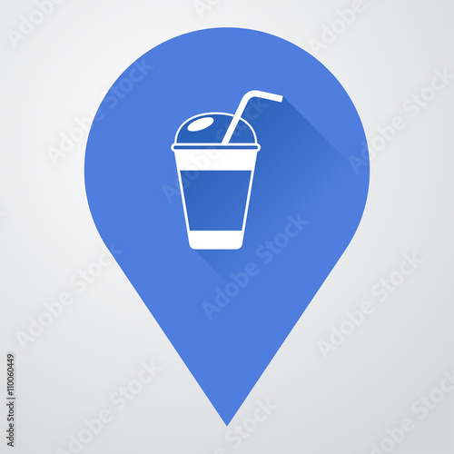 Icono plano localizacion con batido con sombra
