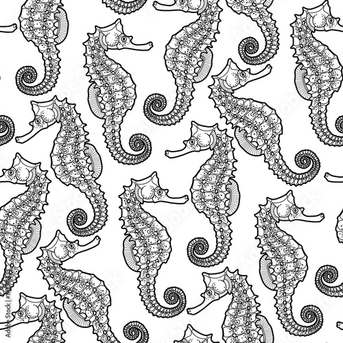Graphic Leafy Seadragon seamless pattern