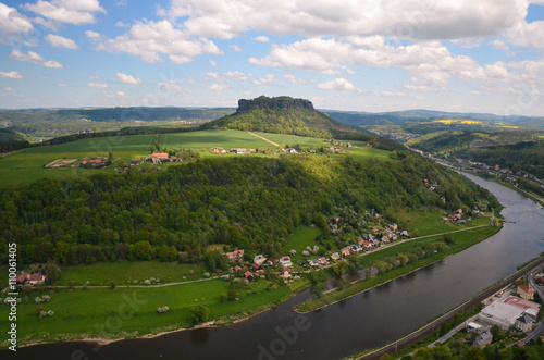 view elbe saxony germany koenigstein river moutain photo