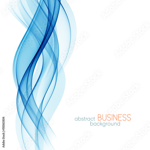 Abstract vector background, blue wavy 
