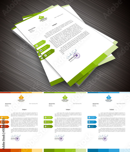 Letterhead. File contains text editable AI and PSD files , EPS10,JPEG and free font link.