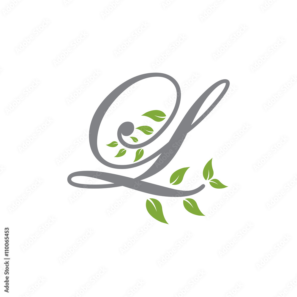 letter scrip with leaf green letter scrip with leaf green