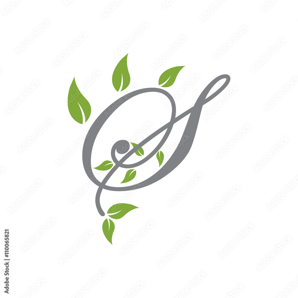 letter scrip with leaf green letter scrip with leaf green
