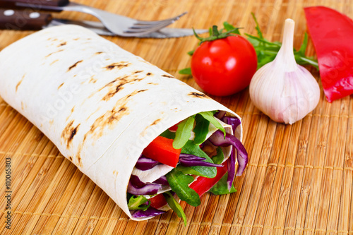 Shawarma Lavash with Chicken and Vegetables
