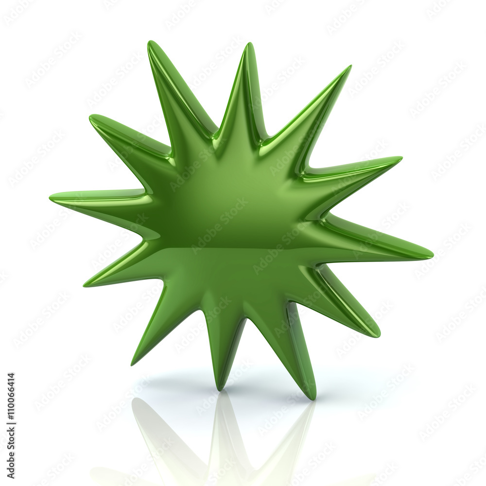 3d illustration of green bursting star icon 3d illustration of green bursting star icon