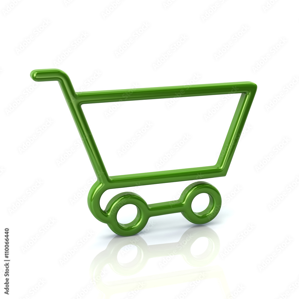 3d illustration of green shopping cart icon 3d illustration of green shopping cart icon