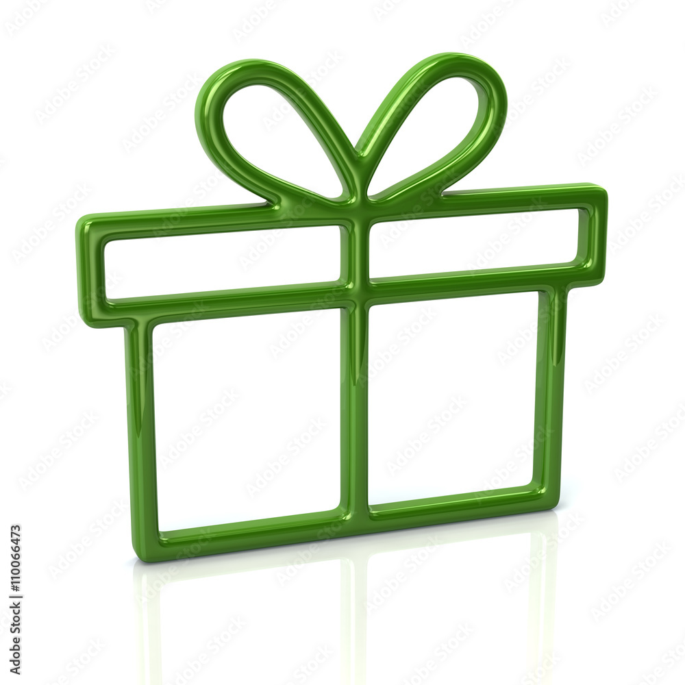 3d illustration of green gift icon isolated on white background 3d illustration of green gift icon isolated on white background