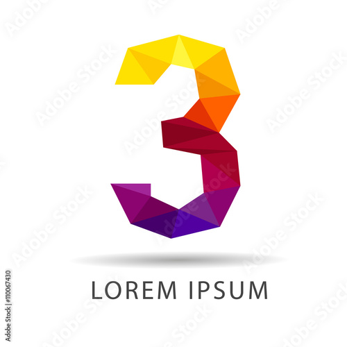 Number three as design logo design geometric icons