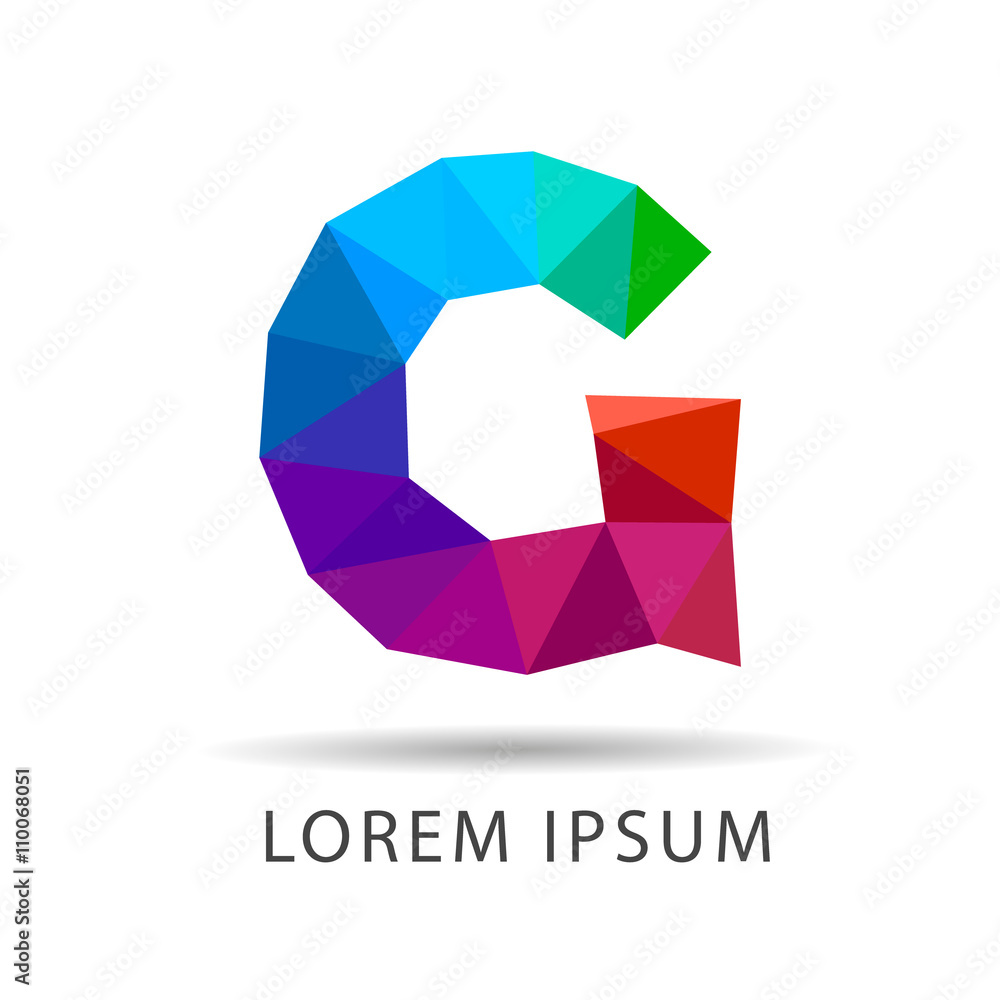 Big letter G low poly style, logo white background Big letter G low poly style, logo white background