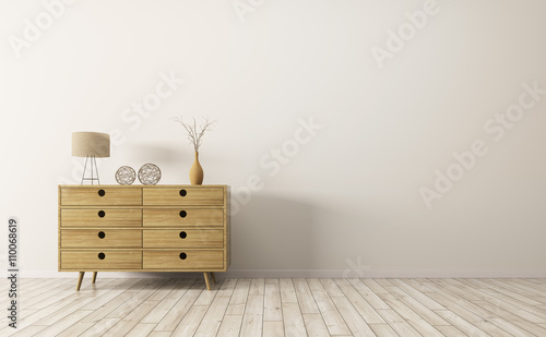 Interior with wooden cabinet 3d rendering photo