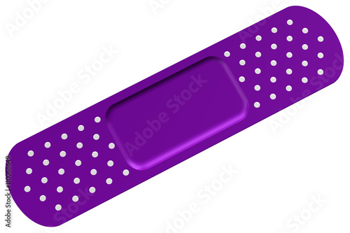 Single purple adhesive bandage on white background