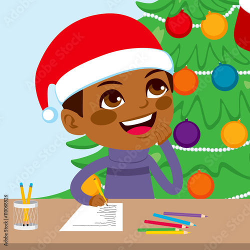 Cute little black kid boy w...