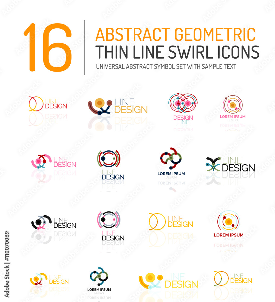 Collection of linear abstract logos - swirls and circles