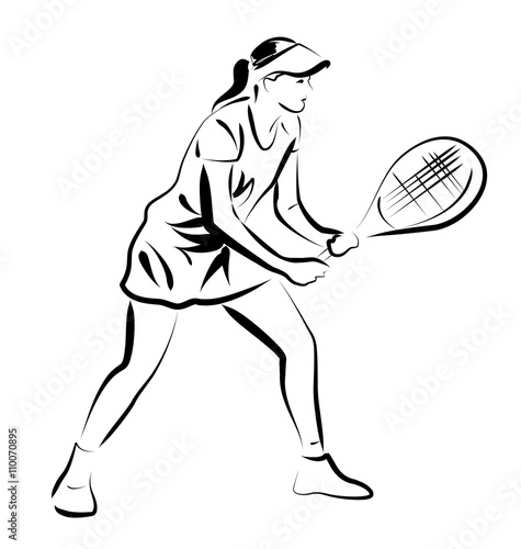 Vector Line sketch of tennis player