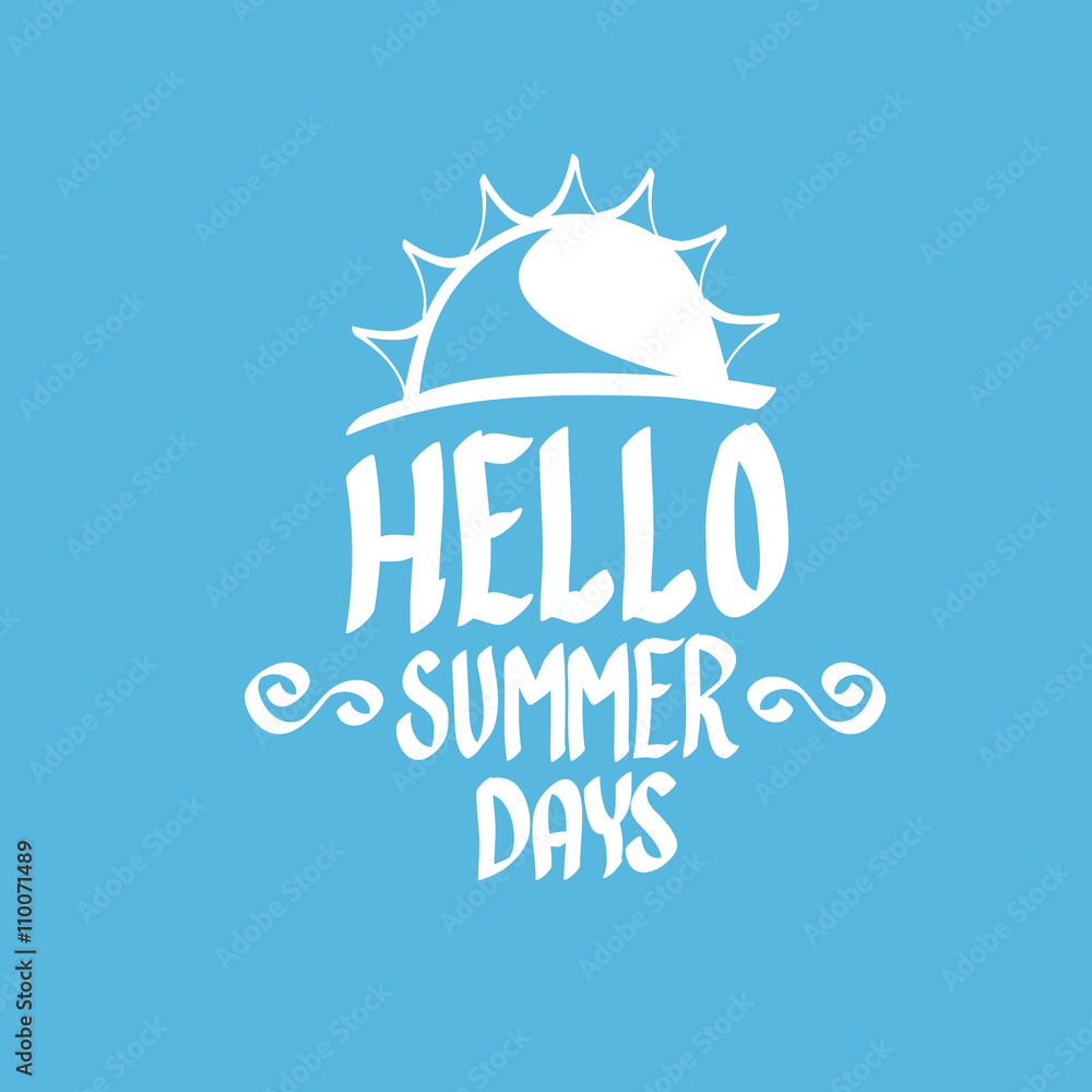 Naklejka premium Hello Summer funny vector illustration. 