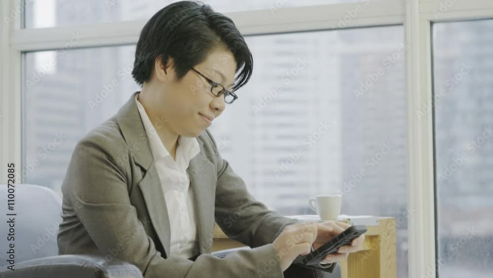 asian business woman 4k working online internet with cell phone asian business woman 4k working online internet with cell phone