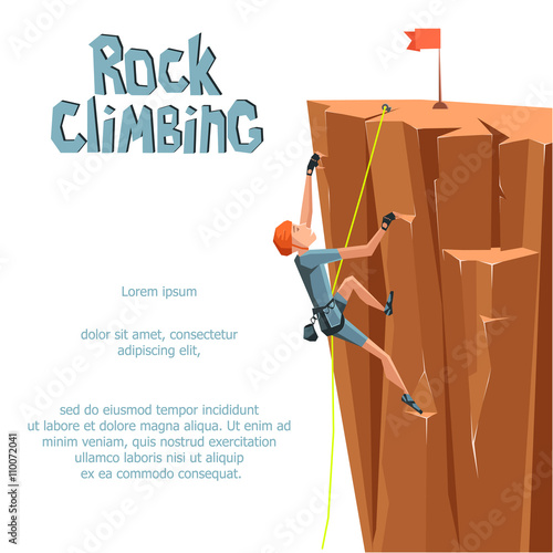 Rock Climbing boy. Isolated On White Background. Graphic Design Editable For Your Design. Vector Illustration