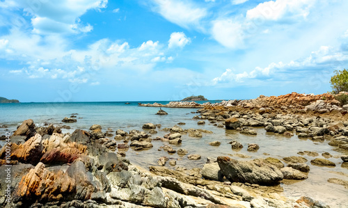 Colorful rocky beach side in Trinco, Sri Lanka