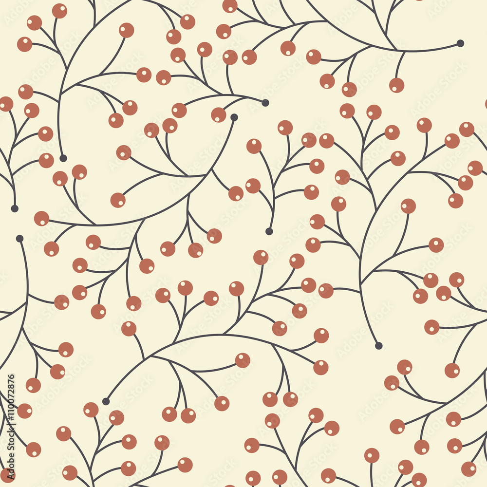 Seamless pattern with decorative berries