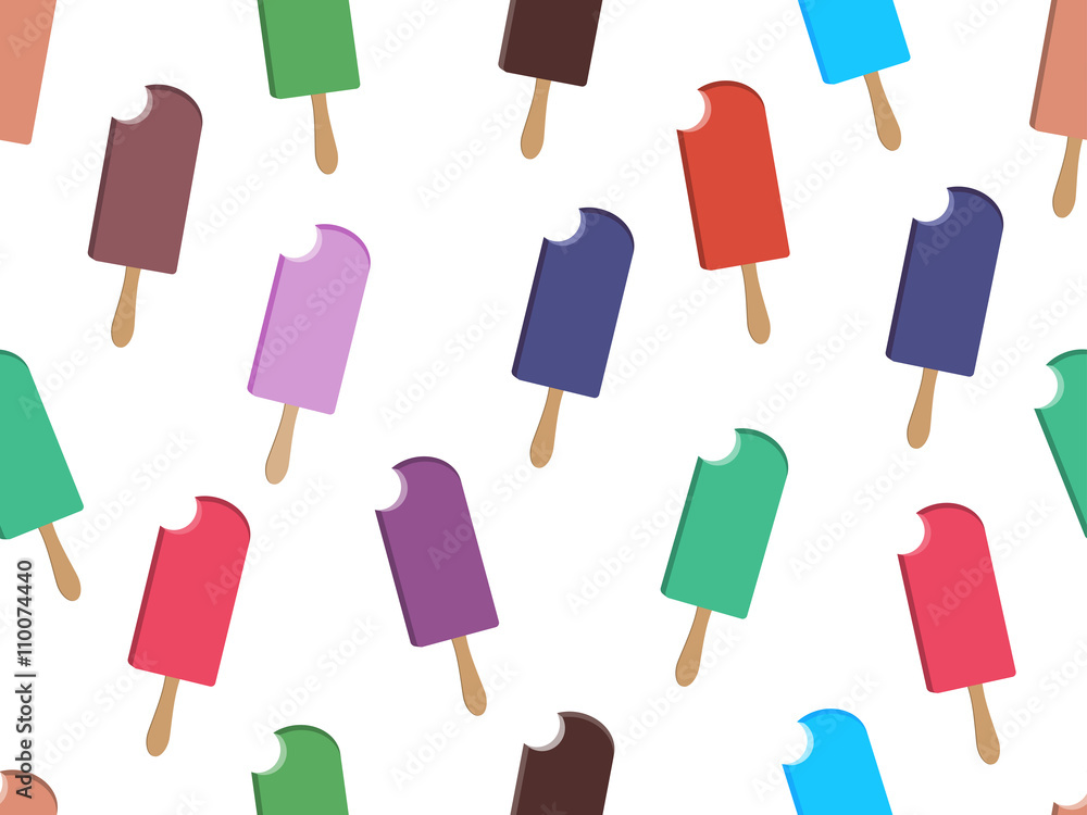 Ice cream seamless pattern. Popsicle seamless pattern. Bitten popsicle. Vector.