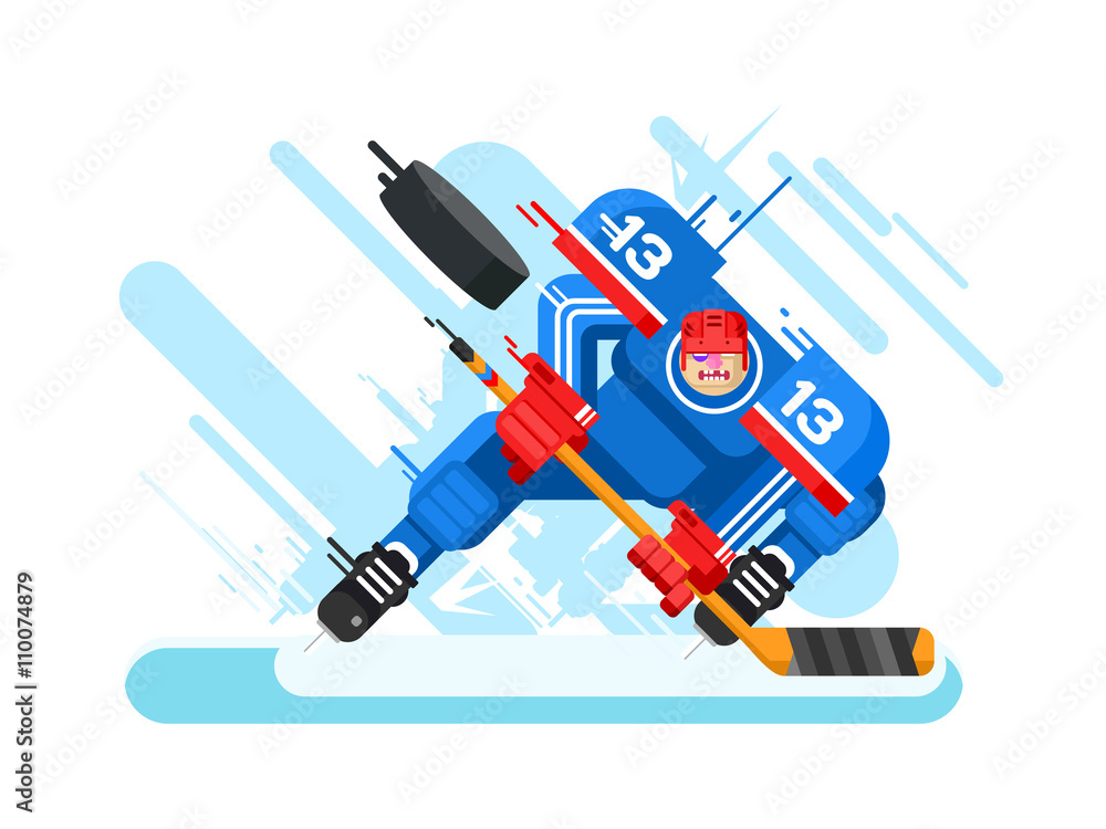 Naklejka premium Hockey player character
