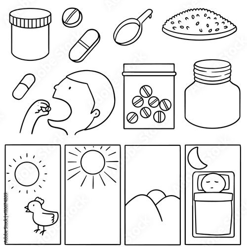 vector set of taking medicine instruction