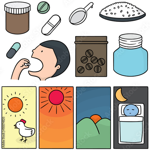 vector set of taking medicine instruction