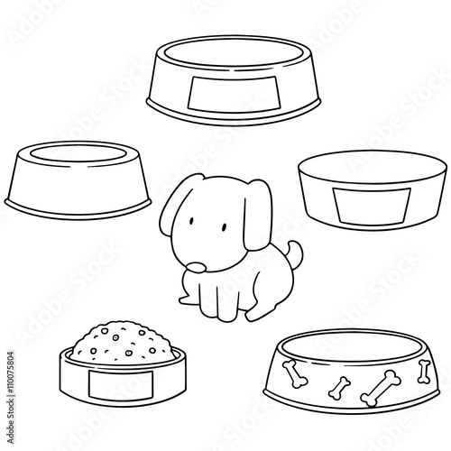 vector set of dog food bowl